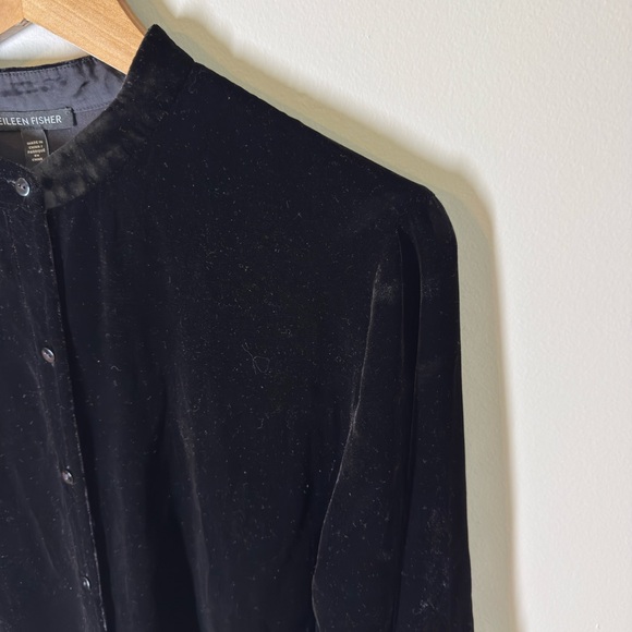Eileen Fisher Black Velvet Mock Neck Tunic Top Sz. L - Picture 3 of 5